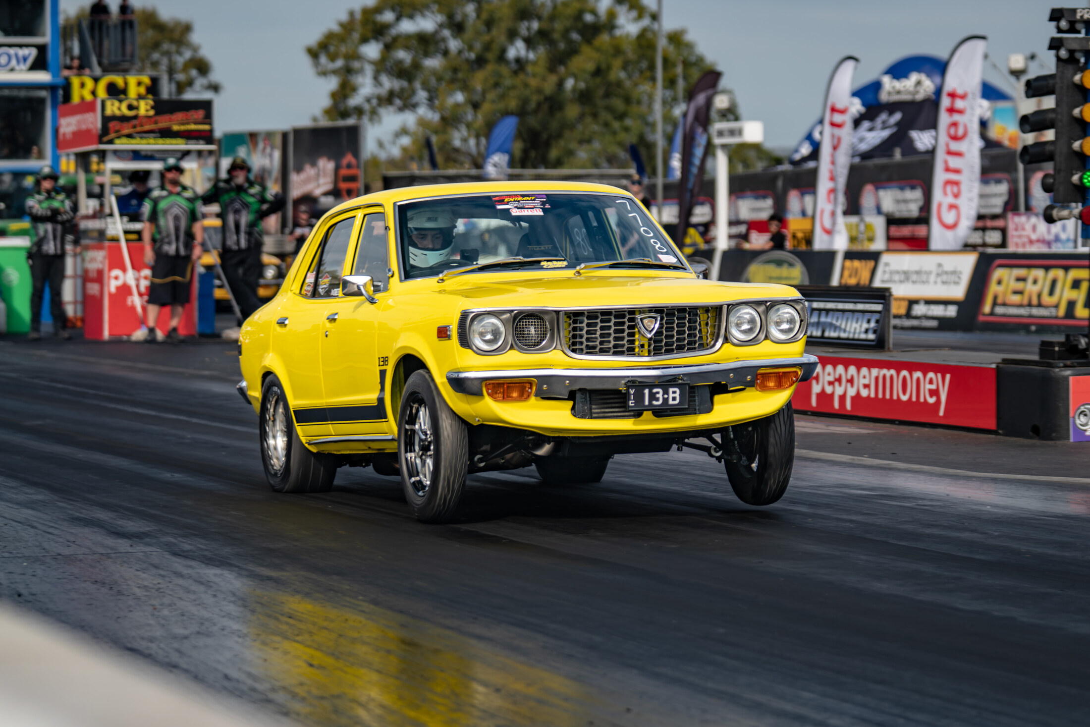 Front view of the RX3 launching on track